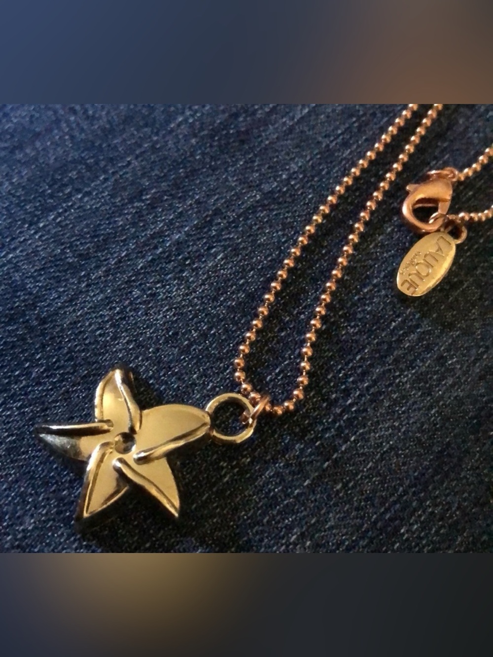 Lalique gold tone starfish Necklace